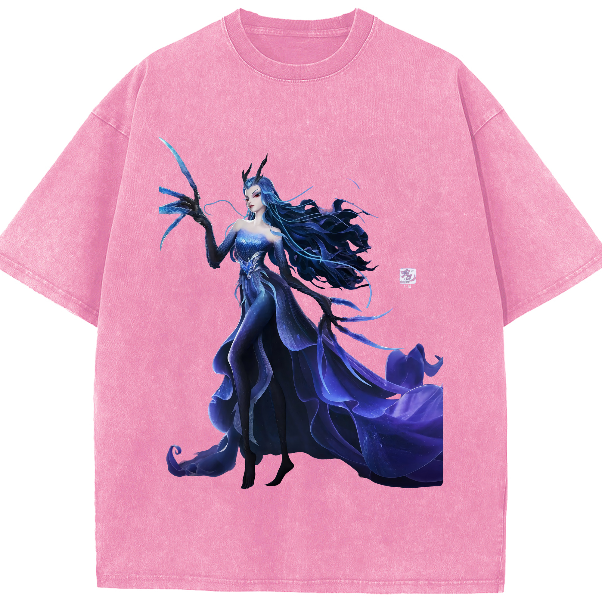 （画像用） Ne Zha 2 ナタ 魔童の大暴れ 綿100% ヴィンテージ風 半袖Tシャツ（フロントプリント）